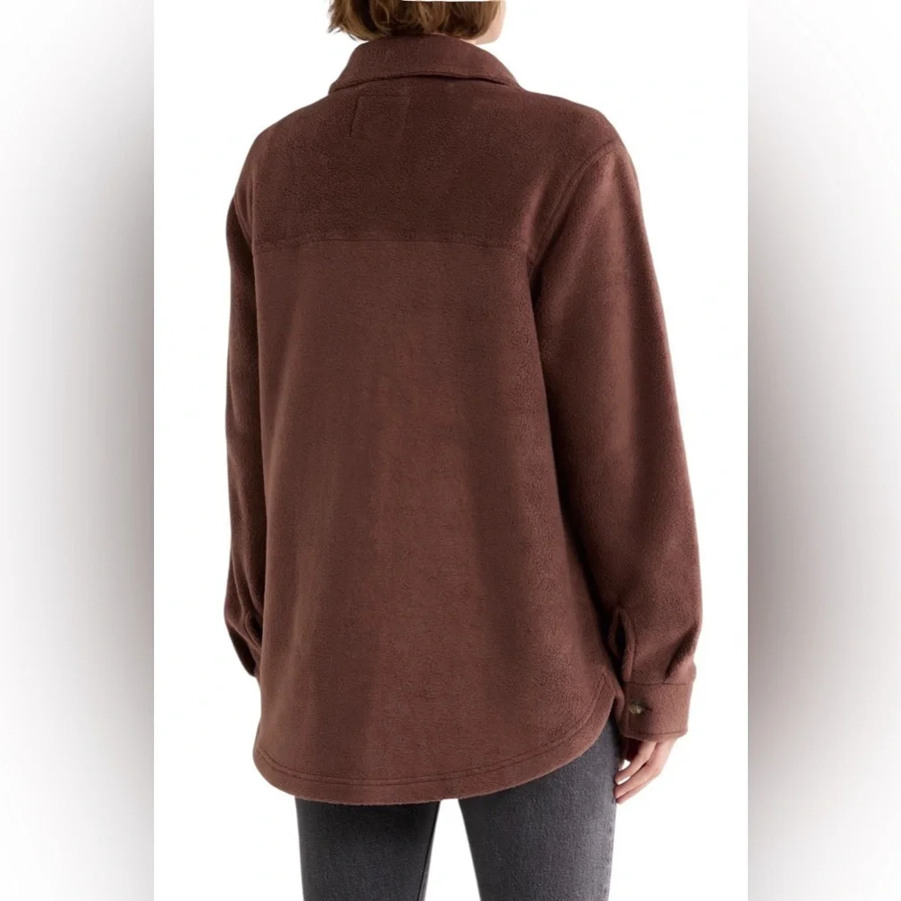 Thread & Supply Cozy Polar Fleece Shacket aka Shirt Jacket NWT M Chocolate Brown